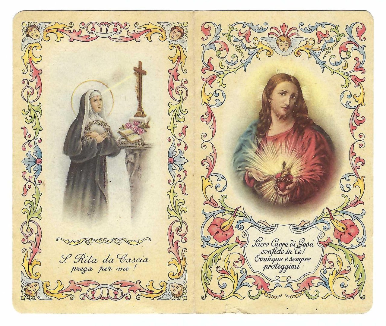 Santino holy card Sacro cuore di Gesù S. Rita da …