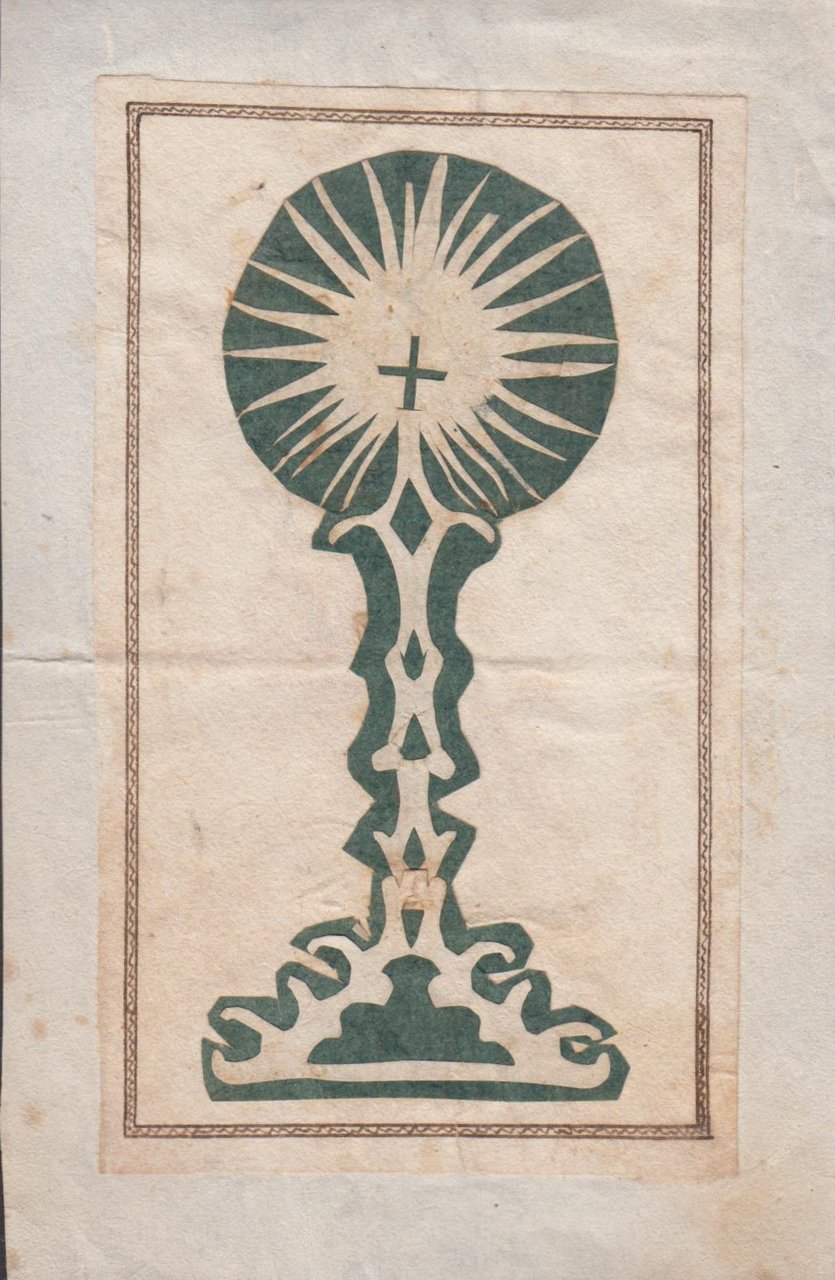 Santino manufatto carta Eucarestia 1940 c.a. holy card