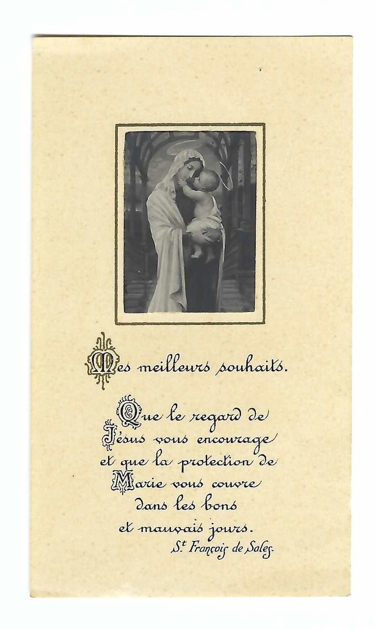 Santino Maria Vergine e Gesù bambino con preghiera Bouasse 1921