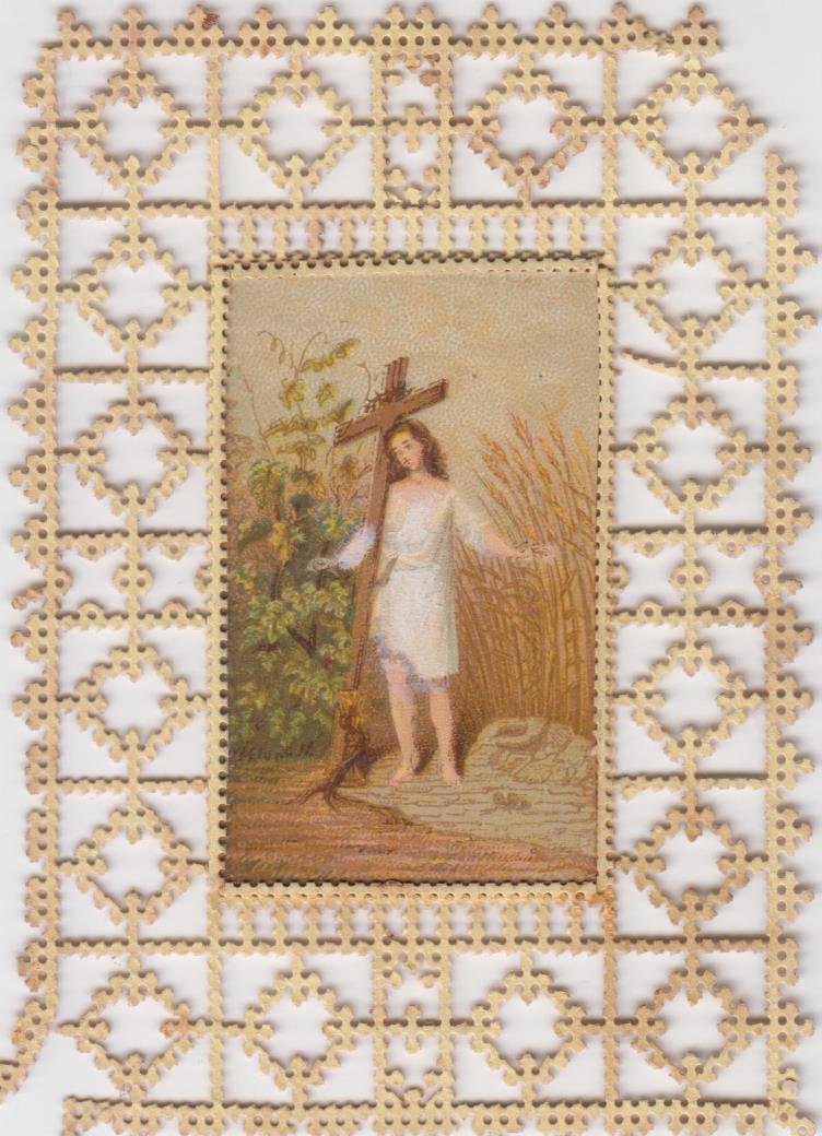 Santino merlettato manufatto canivet Gesù e la croce holy card …