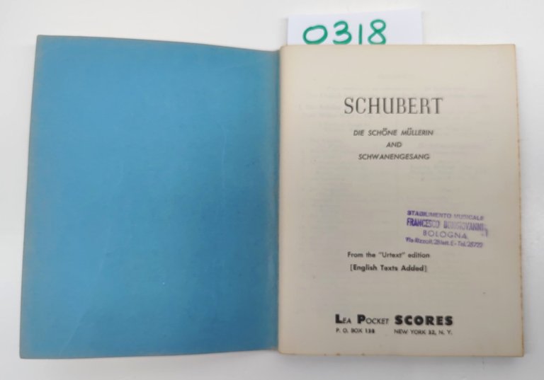 Schubert Die Schone Mullerin And Schwanengesang-Lea Pocket Scores N. 23