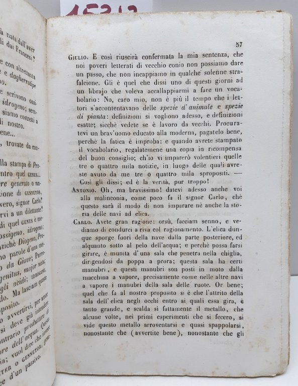 Scienza e letteratura Dialoghi tre di Giuseppe Ambrosoli Vallardi 1860