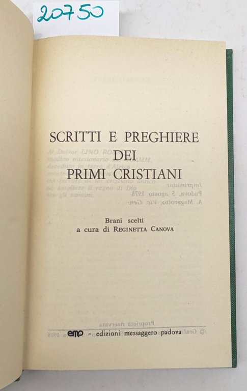 Scritti e preghiere dei primi cristiani brani scelti a cura …