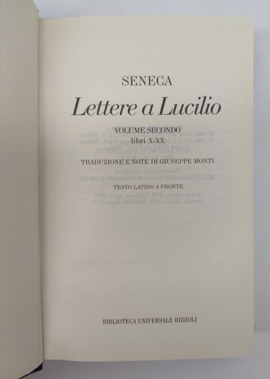 Seneca Lettere a Lucilio 2 volumi Pantheon 2° edizione 2001