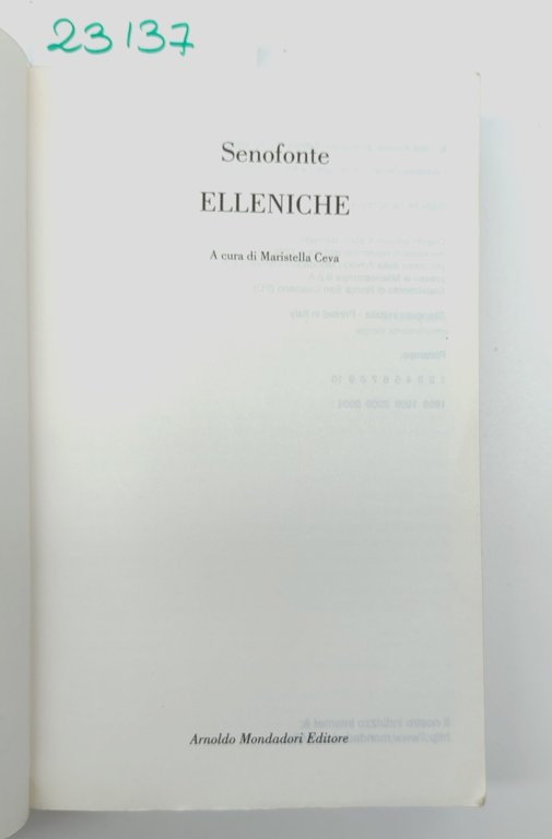 Senofonte Elleniche Oscar Mondadori 1° edizione 1996 | Immagine Gallery 3