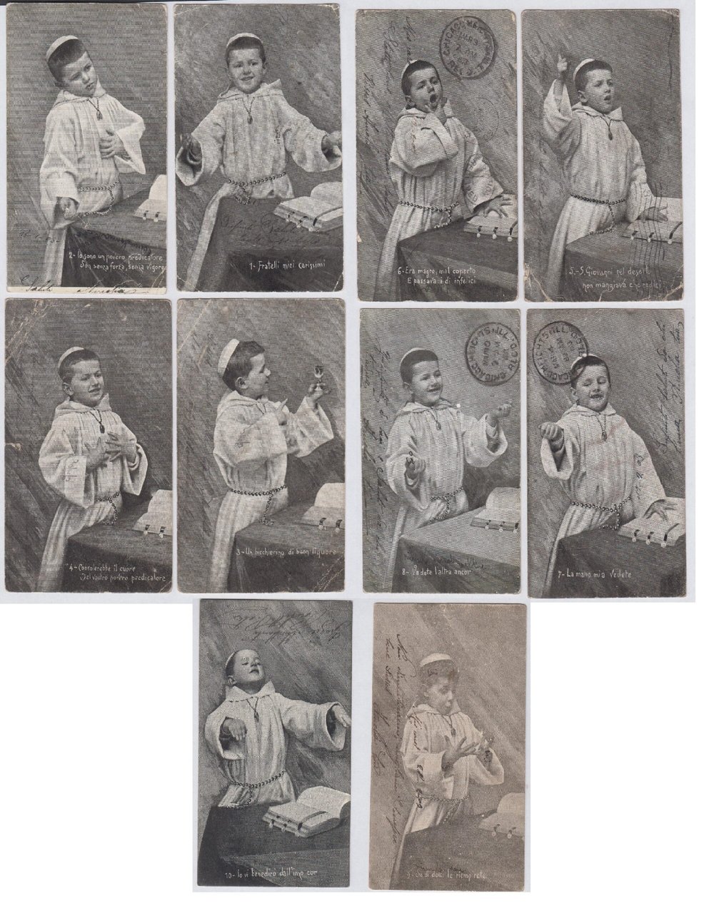 Serie completa 10 cartoline Fantasy bambino vestito da frate 1903 …