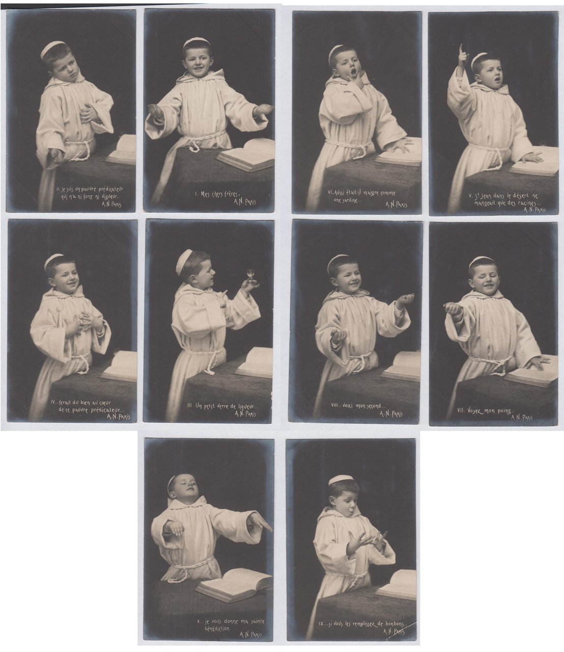 Serie completa 10 cartoline Fantasy bambino vestito da frate nvg …