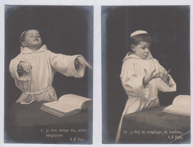 Serie completa 10 cartoline Fantasy bambino vestito da frate nvg …