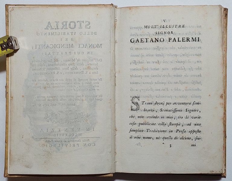 Settecentina Storia dello stabilimento dei Monaci Mendicanti 1768 + altri …