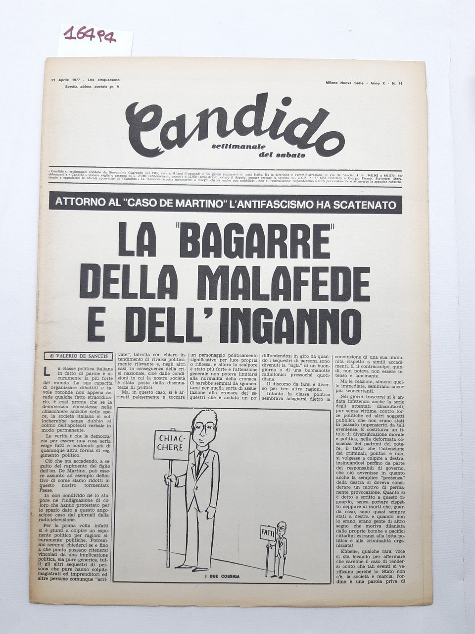 Settimanale del sabato Candido numero 16 21 aprile 1977