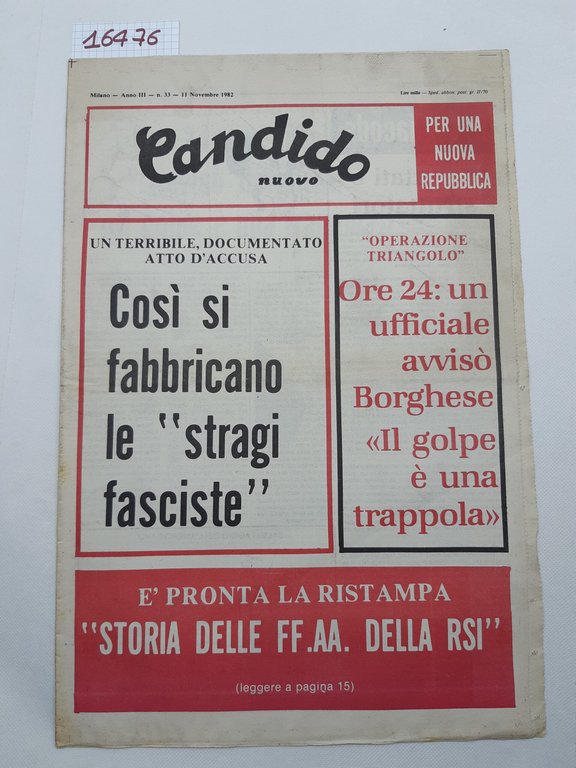 Settimanale Nuovo Candido per una nuova Repubblica numero 33 11 …