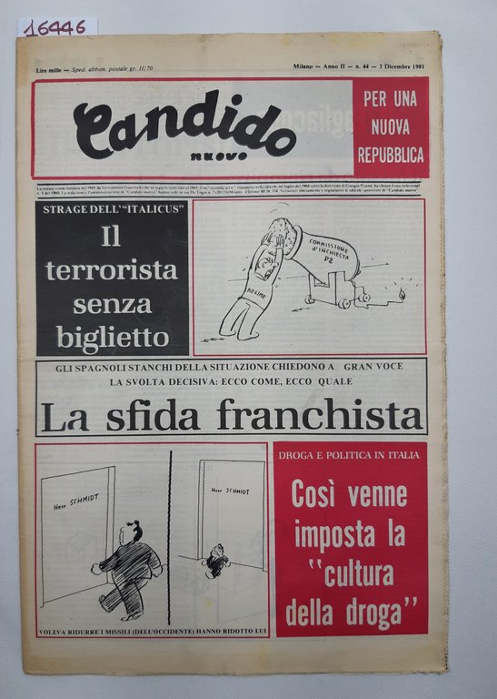 Settimanale Nuovo Candido per una nuova Repubblica numero 44-3 dicembre …