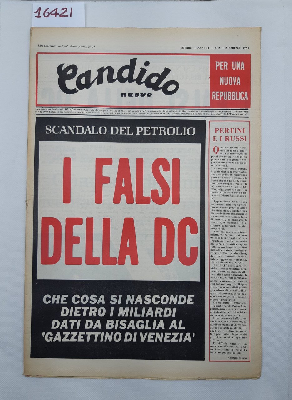 Settimanale Nuovo candido per una nuova Repubblica numero 5 5 …