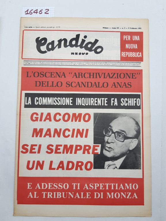 Settimanale Nuovo Candido per una nuova Repubblica numero 5 il …