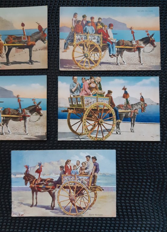 Sicilia Lotto 5 cartoline nvg carro siciliano costumi