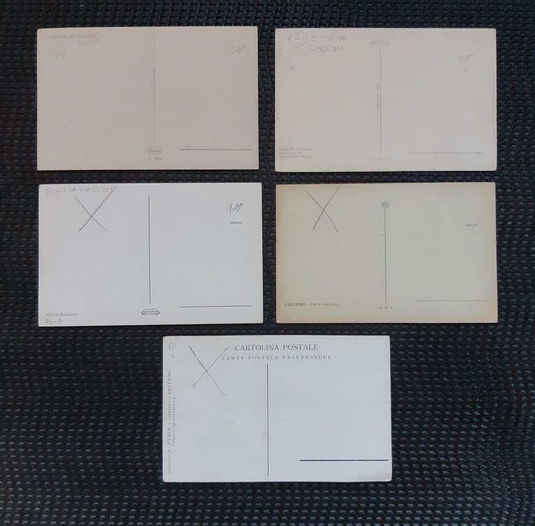 Sicilia Lotto 5 cartoline nvg carro siciliano costumi