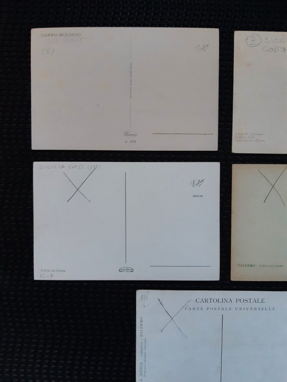 Sicilia Lotto 5 cartoline nvg carro siciliano costumi