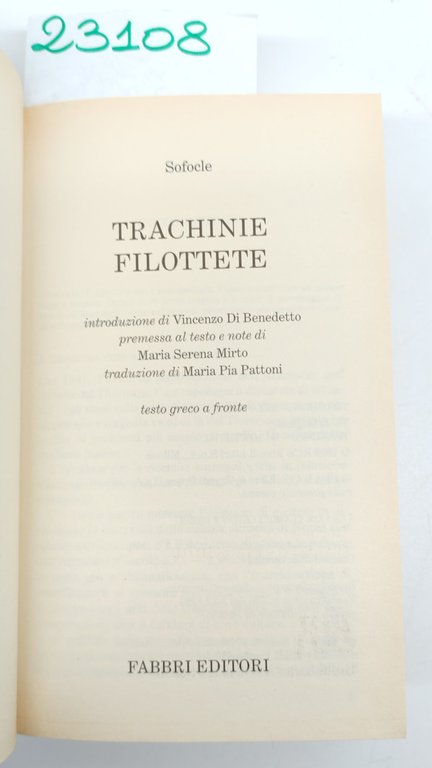 Sofocle Trachinie Filottète Fabbri 1994 | Immagine Gallery 3