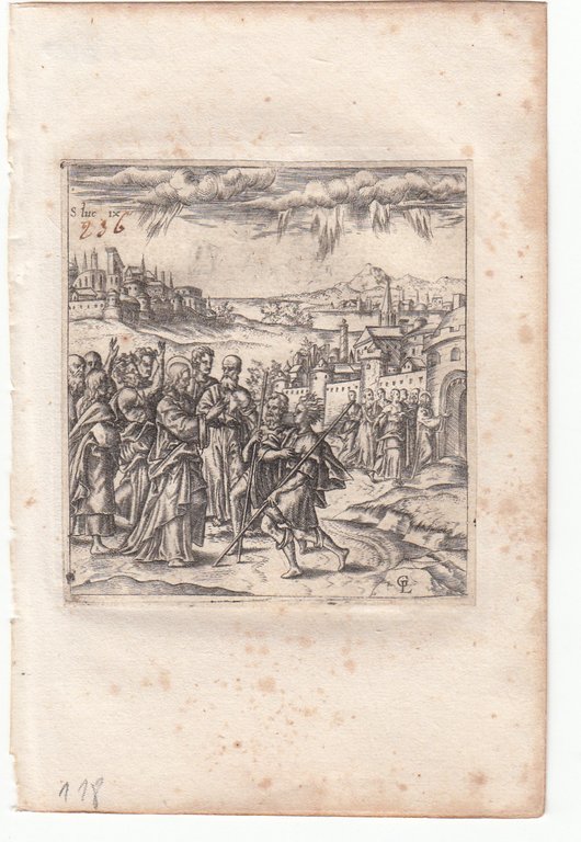 Stampa antica Old print Bulino L. Gaultier Luca IX Gesù …