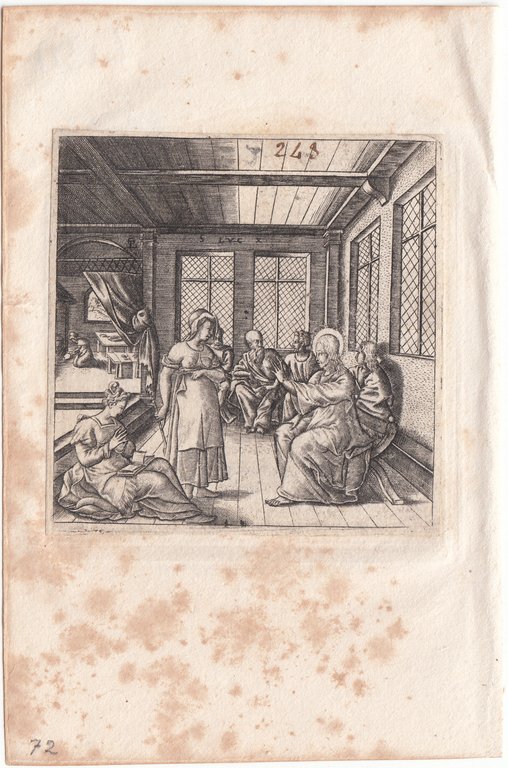 Stampa antica Old print Bulino L. Gaultier Luca X Gesù …