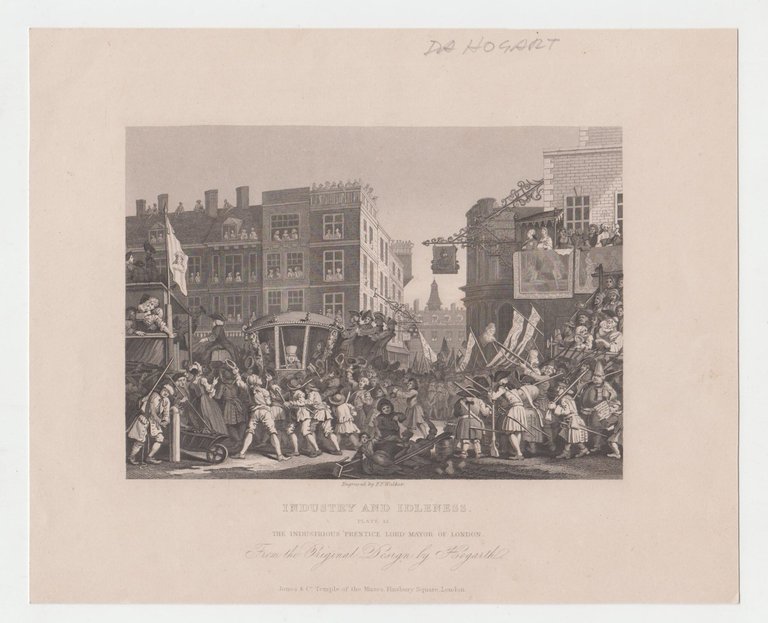 Stampa antica old print Industry and idleness William Hogarth tav …