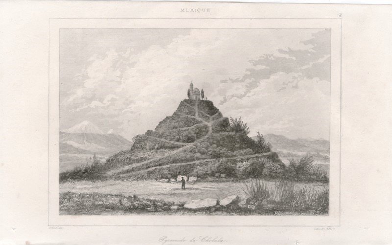 Stampa antica Old print Messico Piramide di Cholula Arnout Lemaitre …