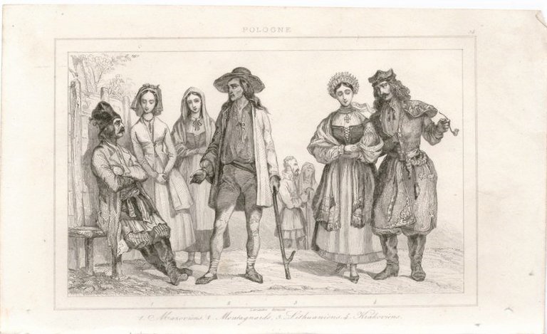 Stampa antica Old print Polonia mazoviani delle montagne lituani di …