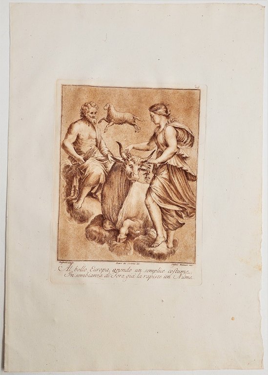 Stampa antica Raffaello pittore Pietro da Cortona dis. Mulinari incisore …