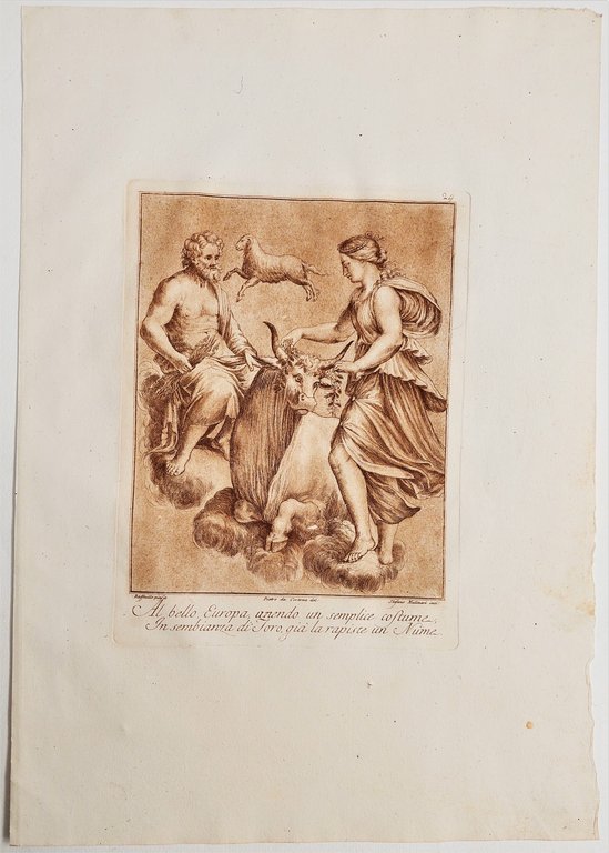 Stampa antica Raffaello pittore Pietro da Cortona dis. Mulinari incisore …