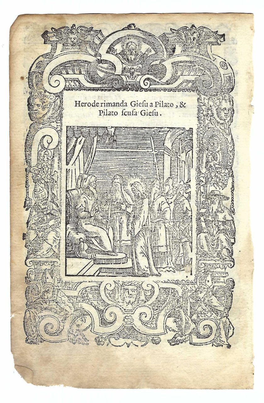 Stampa old print Erode rimanda Gesù da Pilato A. Da …