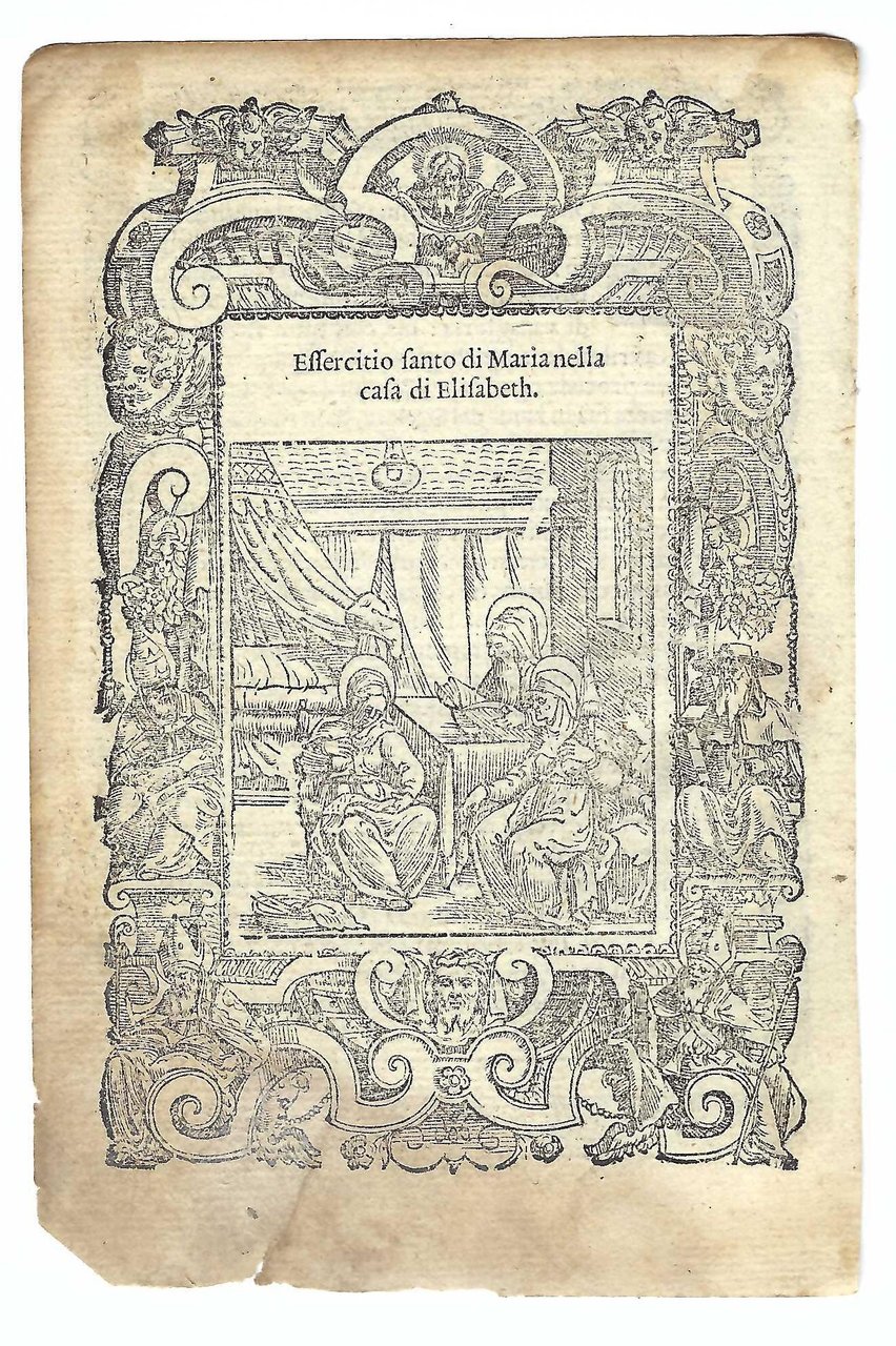 Stampa old print Esercizio santo di Maria nella casa di …