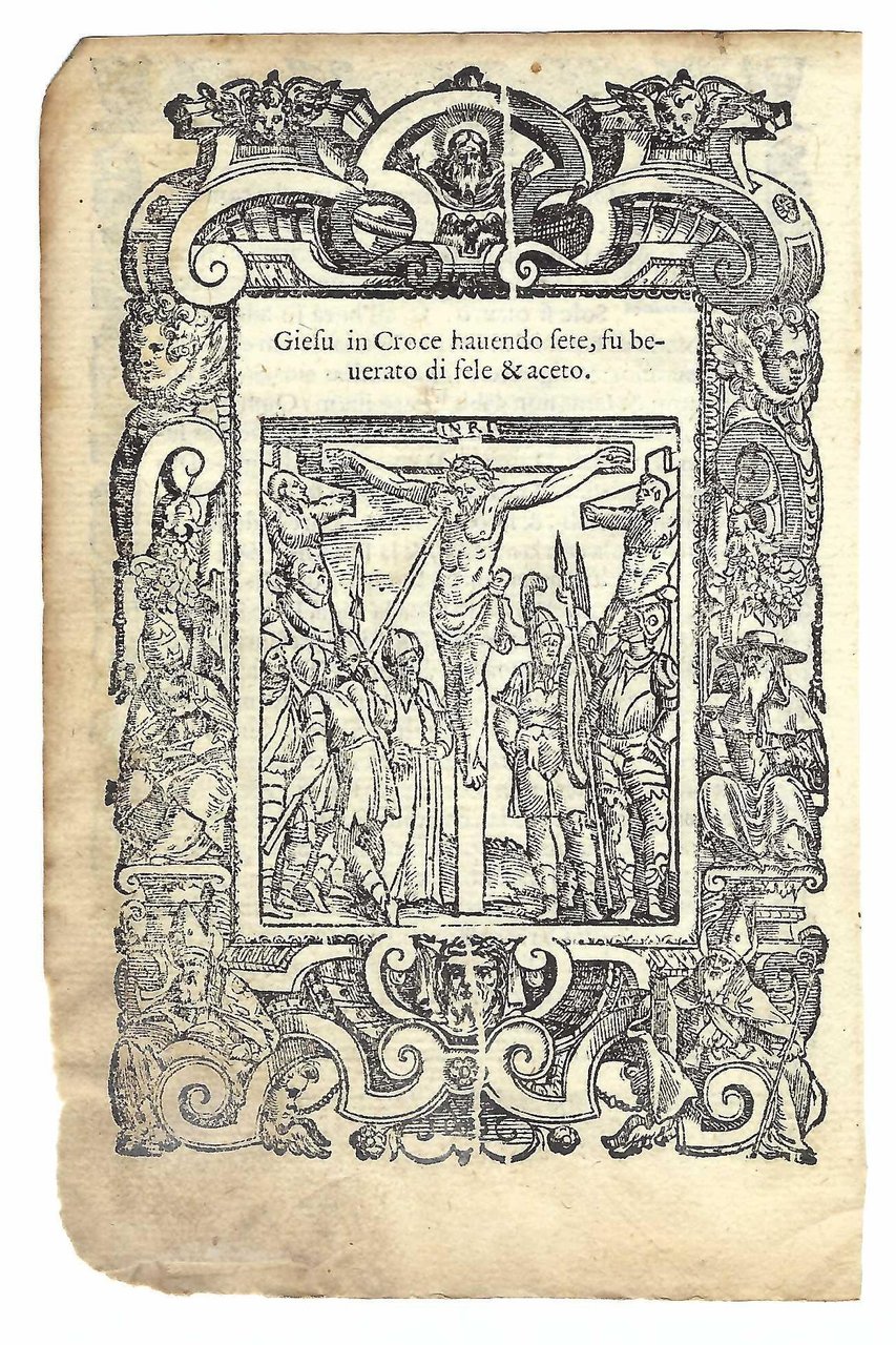 Stampa old print Gesù crocifisso ha sete e riceve da …