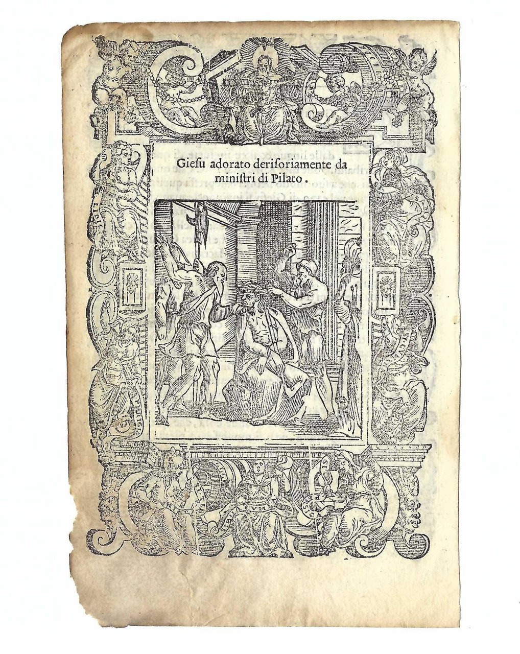 Stampa old print Gesù deriso dai ministri di Pilato A …