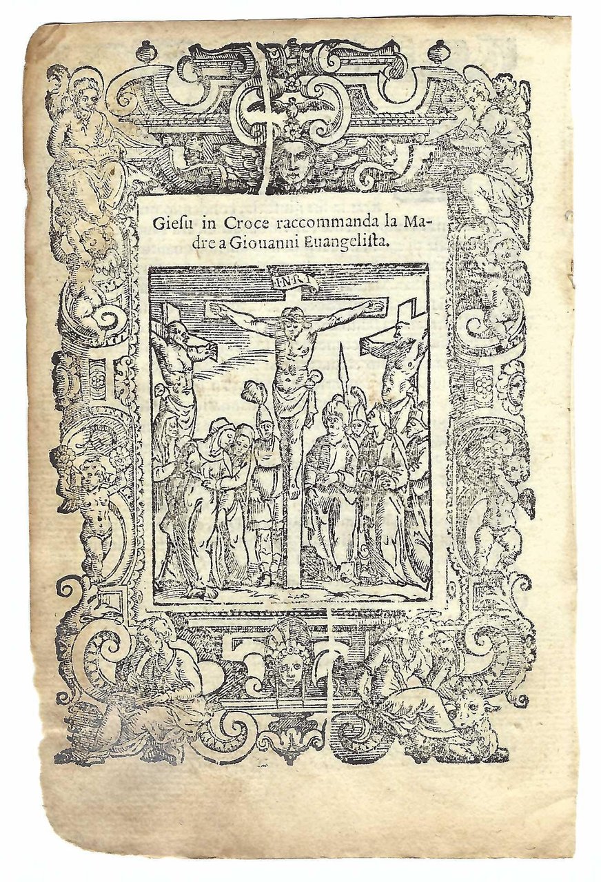 Stampa old print Gesù in croce affida Maria a Giovanni …