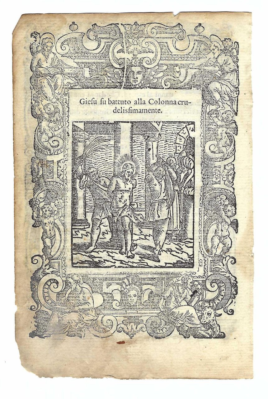 Stampa old print Gesù viene flagellato alla colonna A. Da …