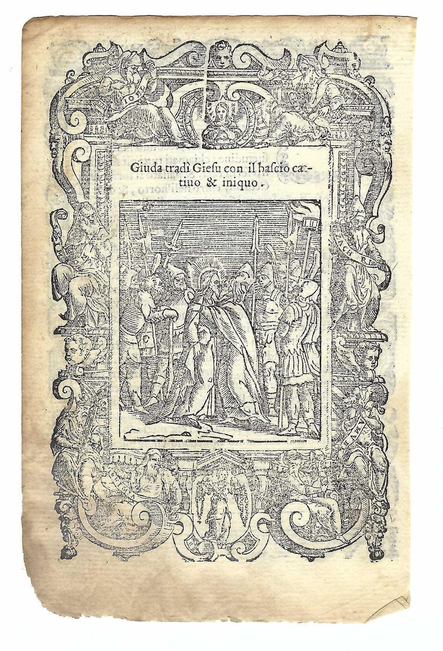 Stampa old print Giuda tradì Gesù con un bacio cattivo …