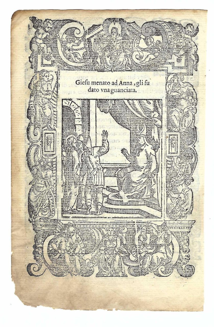 Stampa old print Il sommo sacerdote Anna da uno schiaffo …