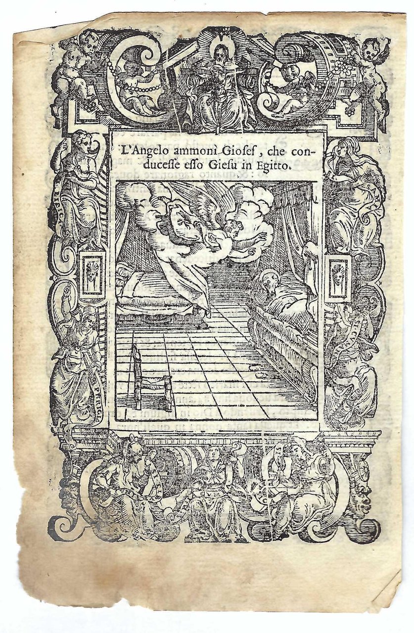 Stampa old print L'angelo ammonì Giuseppe di condurre Gesù in …