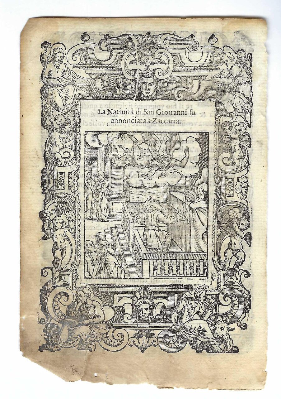 Stampa old print La natività di S. Giovanni annunciata a …