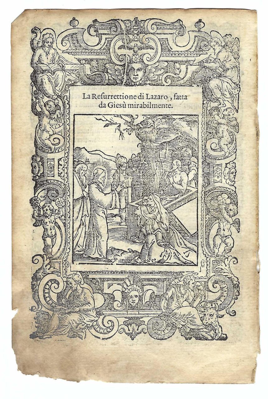 Stampa old print La resurrezione di Lazzaro A. Da Castello …