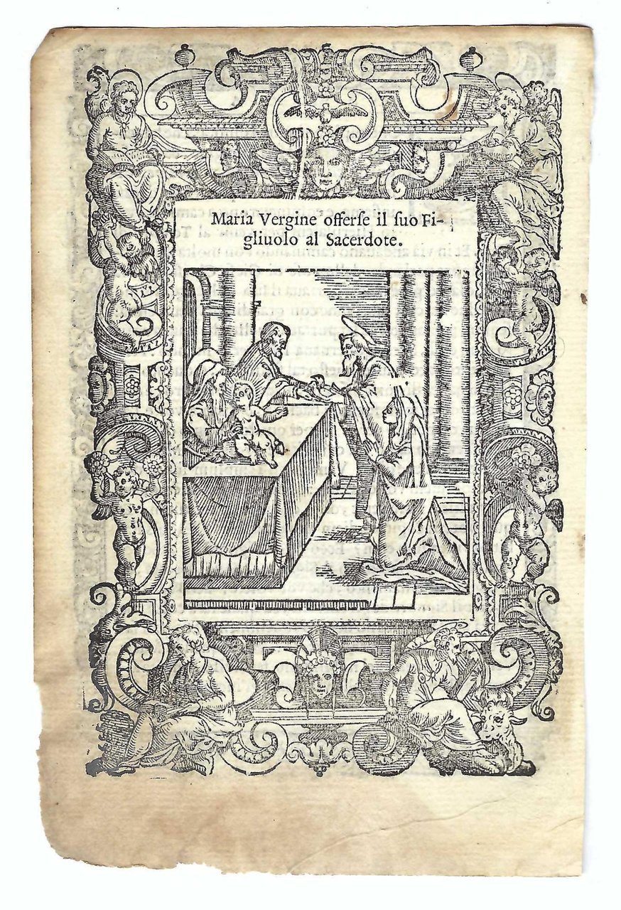 Stampa old print Maria Vergine offre Gesù al sacerdote A. …