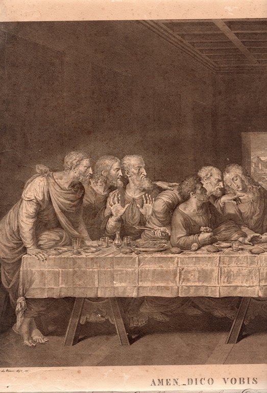 Stampa old print Ultima cena Leonardo da Vinci Giovanni Folo …