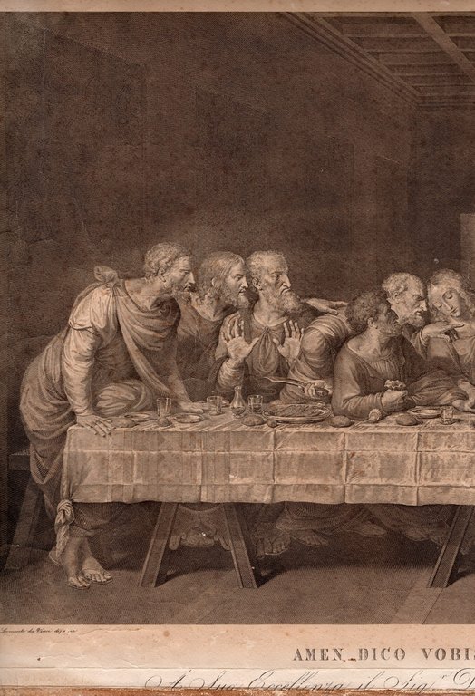 Stampa old print Ultima cena Leonardo da Vinci Giovanni Folo …