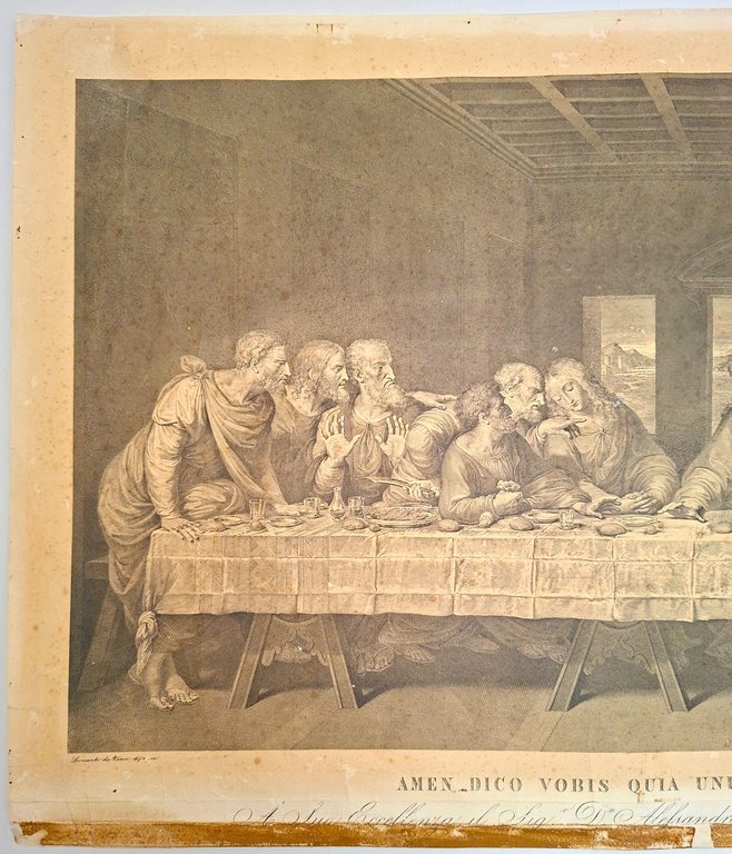 Stampa old print Ultima cena Leonardo da Vinci Giovanni Folo …