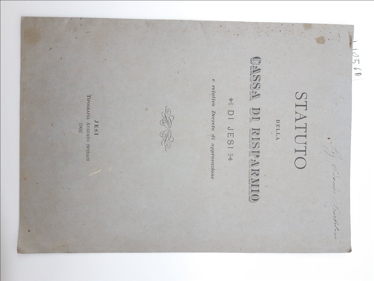 Statuto della Cassa di Risparmio di Jesi e relativo decreto …