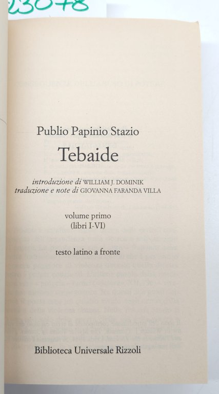 Stazio Tebaide due volumi BUR Rizzoli 1° edizione 1998 | Immagine Gallery 5