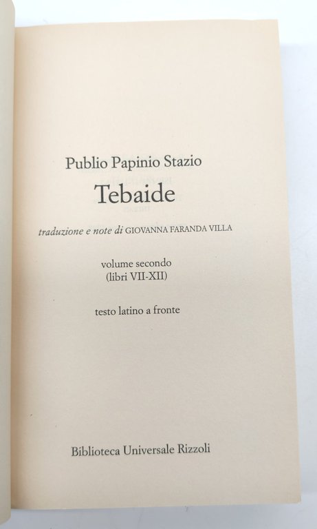 Stazio Tebaide due volumi BUR Rizzoli 1° edizione 1998 | Immagine Gallery 6