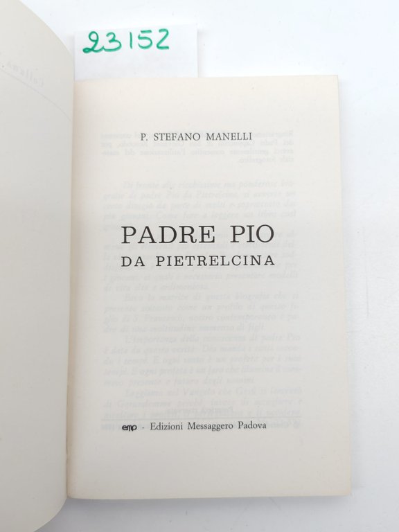 Stefano Manelli Padre Pio 1978 Edizioni Messaggero | Immagine Gallery 3
