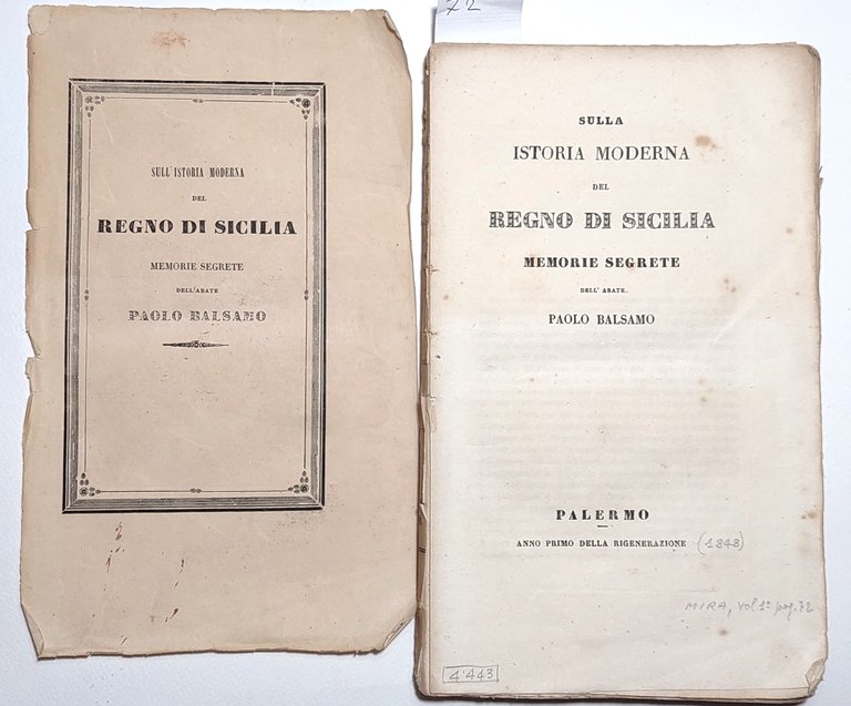 Sull'Istoria moderna del Regno di Sicilia nel memorie segrete dell'abate …