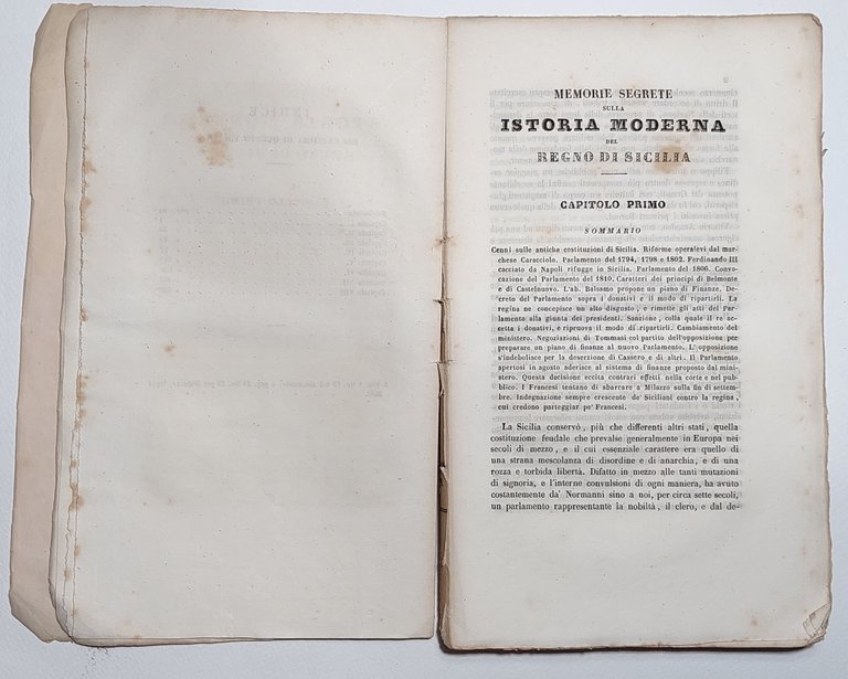Sull'Istoria moderna del Regno di Sicilia nel memorie segrete dell'abate …